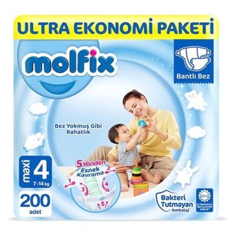 Molfix 4 Numara Bantlı Bebek Bezi 200'lü