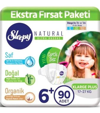 Sleepy Natural 6 Numara Bantlı Bebek Bezi 90'lı