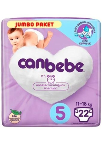 Canbebe 5 Numara Bantlı Bebek Bezi 22'li