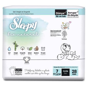 Sleepy Bio Natural 7 Numara Bantlı Bebek Bezi 28'li