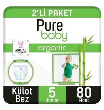 Pure Baby Organik 5 Numara Organik Külot Bebek Bezi 80'li