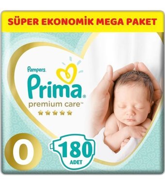 Prima Premium Care 0 Numara Bantlı Bebek Bezi 180'li