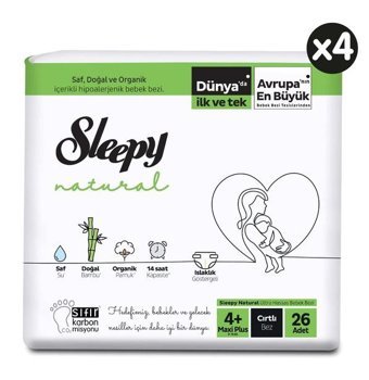 Sleepy Natural 4 Numara Bantlı Bebek Bezi 104'lü