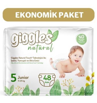 Giggles Natural 5 Numara Bantlı Bebek Bezi 48'li