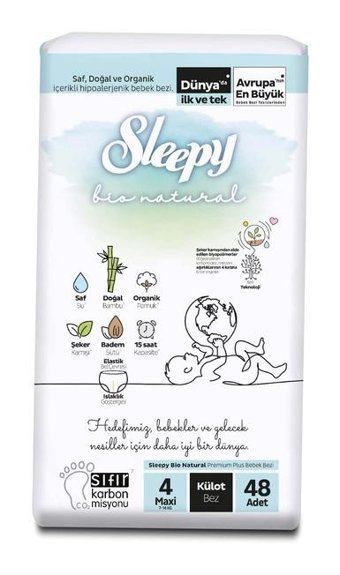 Sleepy Bio Natural 4 Numara Külot Bebek Bezi 48'li