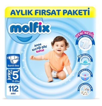 Molfix 5+ Numara Bantlı Bebek Bezi 112'li