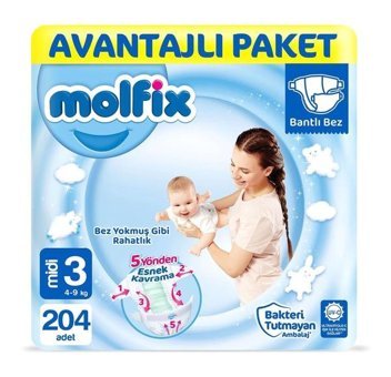 Molfix 1 Numara Bantlı Bebek Bezi 204'lü