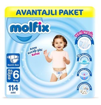 Molfix 6 Numara Bantlı Bebek Bezi 114'lü