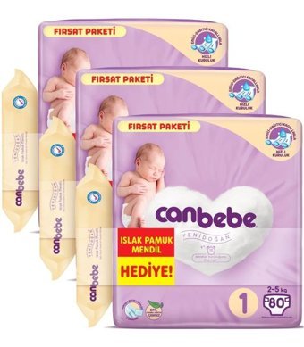 Canbebe 1 Numara Bantlı Bebek Bezi 240'lı