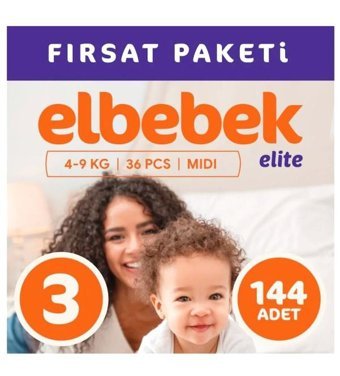 Elbebek Elite 3 Numara Bantlı Bebek Bezi 144'lü