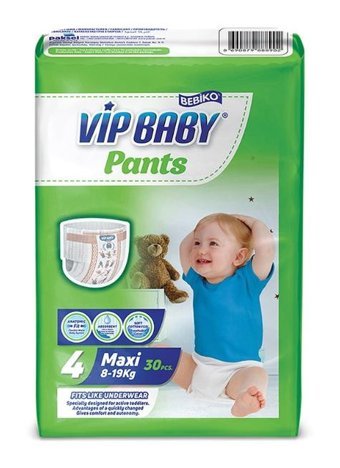 Bebiko Vip Baby 4 Numara Külot Bebek Bezi 30'lu