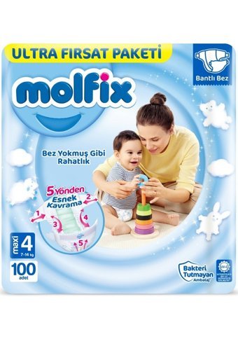 Molfix 4 Numara Bantlı Bebek Bezi 600'lü
