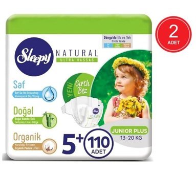 Sleepy Natural 5 Numara Bantlı Bebek Bezi 2x110'lu