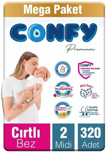 Confy Premium 2 Numara Bantlı Bebek Bezi 320'li