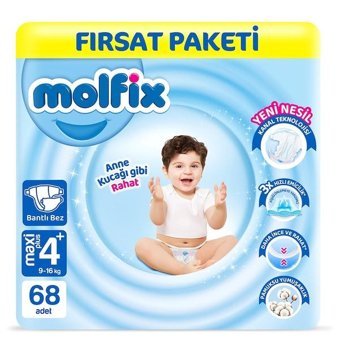 Molfix 4 Numara Bantlı Bebek Bezi 68'li