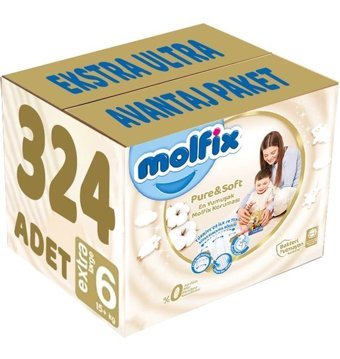 Molfix Pure Soft 6 Numara Bantlı Bebek Bezi 324'lü