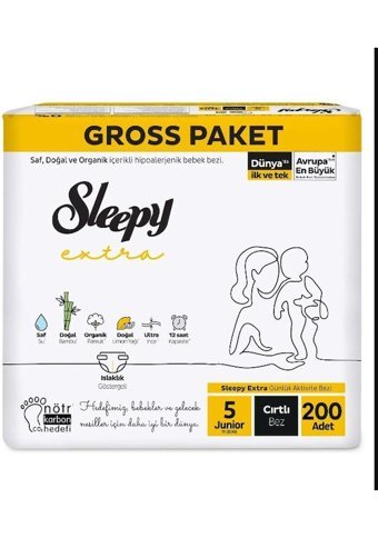 Sleepy Extra 5 Numara Bantlı Bebek Bezi 200'lü