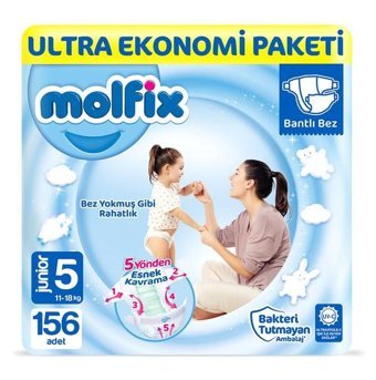 Molfix 5 Numara Bantlı Bebek Bezi 156'lı