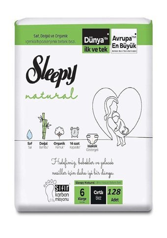 Sleepy Natural 6 Numara Bantlı Bebek Bezi 128'li