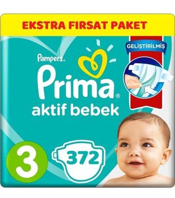 Prima 3 Numara Bantlı Bebek Bezi 372'li