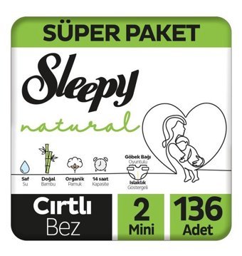 Sleepy Natural 2 Numara Bantlı Bebek Bezi 136'lı