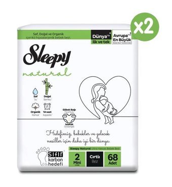 Sleepy Natural 2 Numara Bantlı Bebek Bezi 136'lı