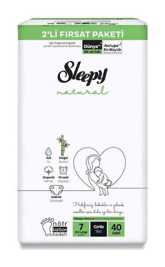 Sleepy Natural 7 Numara Bantlı Bebek Bezi 40'lı