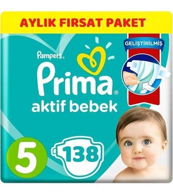 Prima 5 Numara Bantlı Bebek Bezi 138'li