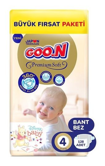 Goon Premium Soft 4 Numara Bantlı Bebek Bezi 128'li