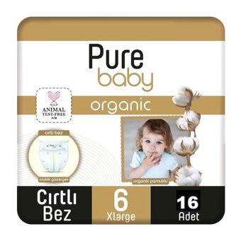 Pure Baby Organic 6 Numara Organik Bantlı Bebek Bezi 16'lı
