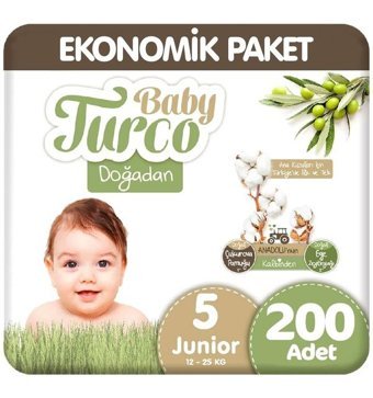 Baby Turco Doğadan 5 Numara Bantlı Bebek Bezi 5x40'lı