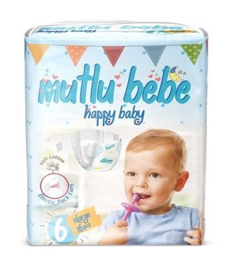 Mutlu Bebe 6 Numara Bantlı Bebek Bezi 16'lı