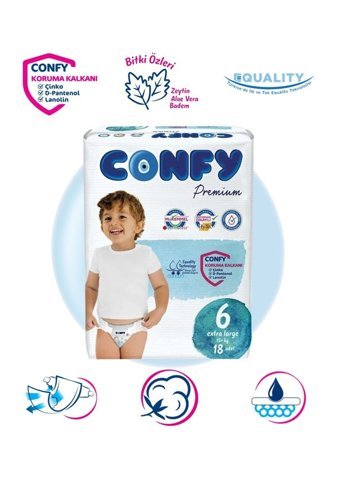 Confy Premium 6 Numara Bantlı Bebek Bezi 18'li