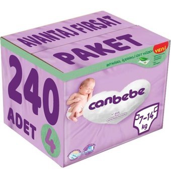 Canbebe 4 Numara Bantlı Bebek Bezi 240'lı