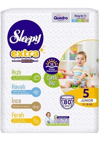 Sleepy Extra 5 Numara Bantlı Bebek Bezi 3x80'li