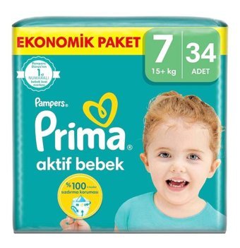 Prima 7 Numara Bantlı Bebek Bezi 34'lü