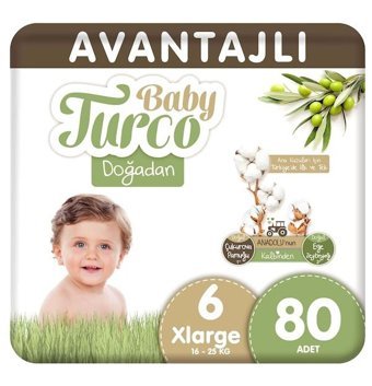 Baby Turco Doğadan 6 Numara Bantlı Bebek Bezi 80'li