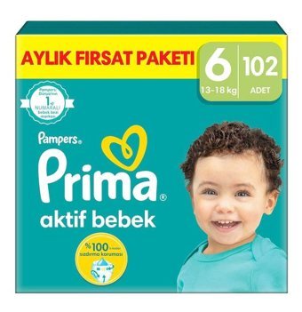 Prima 6 Numara Bantlı Bebek Bezi 102'li