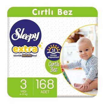 Sleepy Extra 3 Numara Bantlı Bebek Bezi 168'li