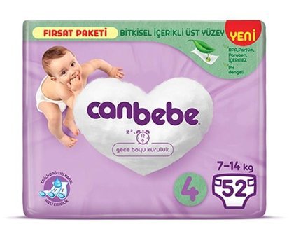 Canbebe 4 Numara Bantlı Bebek Bezi 52'li