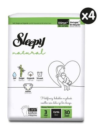 Sleepy Natural 3 Numara Bantlı Bebek Bezi 120'li