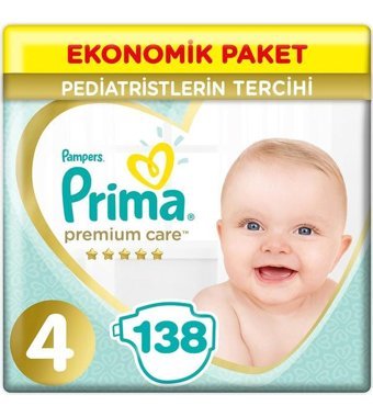 Prima Premium Care 4 Numara Bantlı Bebek Bezi 3x46'lı