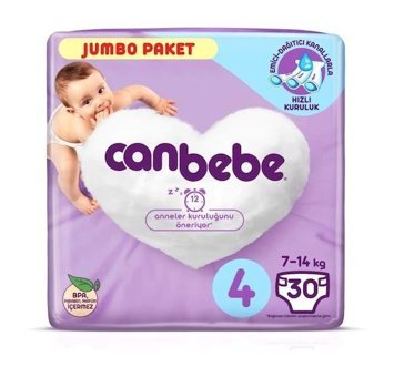 Canbebe 4 Numara Bantlı Bebek Bezi 30'lu