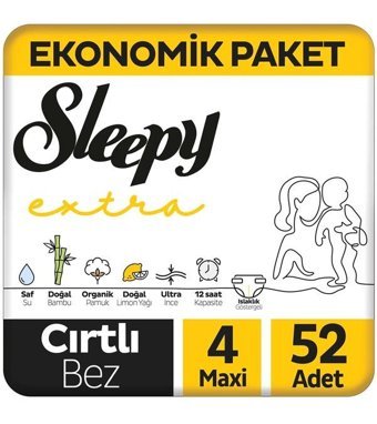 Sleepy Extra 4 Numara Bantlı Bebek Bezi 52'li