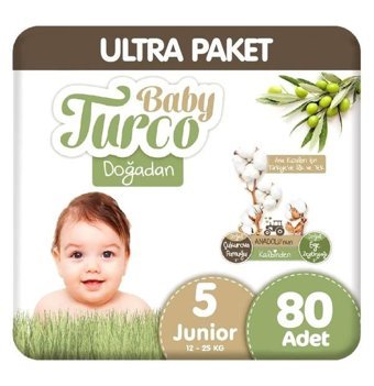 Baby Turco Doğadan 1 Numara Bantlı Bebek Bezi 80'li