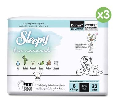 Sleepy Bio Natural 6 Numara Bantlı Bebek Bezi 96'lı