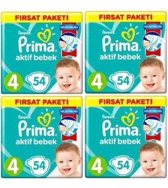 Prima Pampers 4 Numara Bantlı Bebek Bezi 4x54'lü