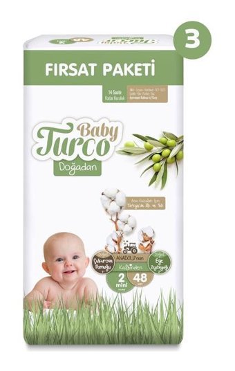 Baby Turco Doğadan 2 Numara Bantlı Bebek Bezi 144'lü