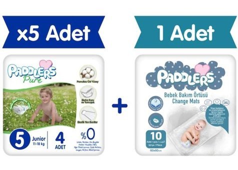 Paddlers Pure 5 Numara Bantlı Bebek Bezi 4'lü