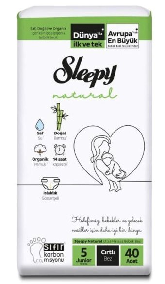Sleepy Natural 5 Numara Bantlı Bebek Bezi 40'lı